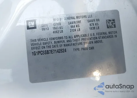 2014 Chevrolet Cruze 1Lt Auto from USA, damaged, VIN 1G1PC5SB7E7142824